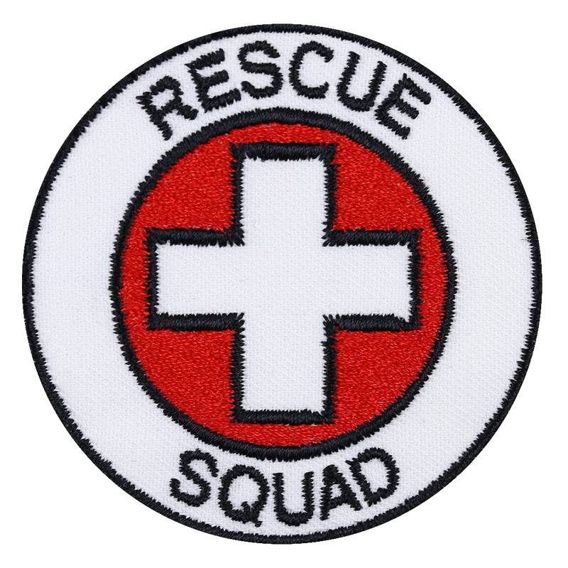 Patch Rettung Aufnäher mit Stickerei Samariter, Rescue Squad, Rotes Kreuz Abzeichen zum aufnähen, Rettungssanitäter Applikation für Uniform/Jacke/Tasche, 62x62mm von Patch