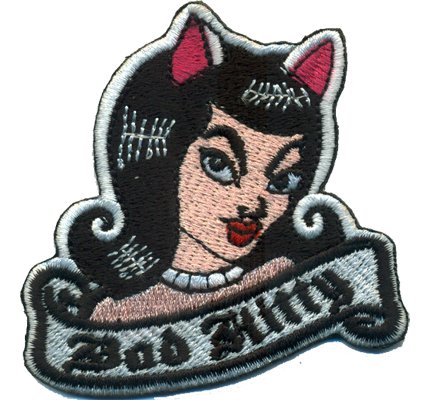 Rockabilly Bad Kitty cat Lady Girl Biker Rocker Tattoo Aufnäher Patch Aufbügler von Patch