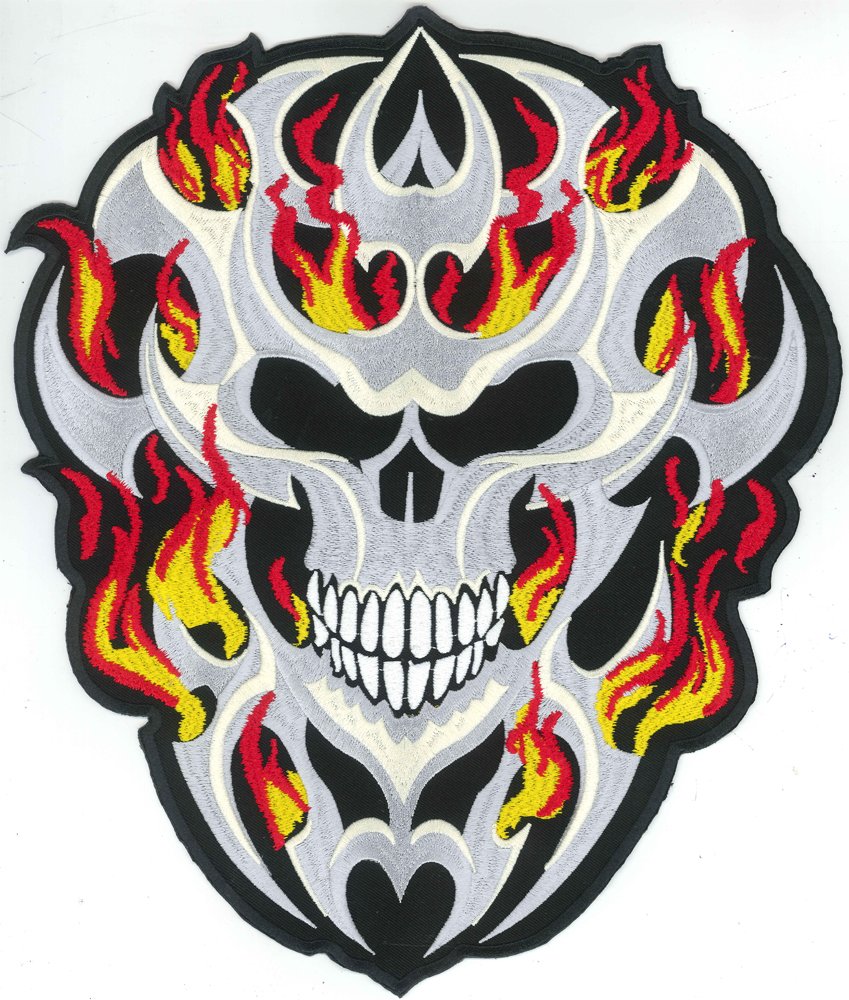 XXL Flame Helmet Fired Skullhead Biker BACKPATCH Legion Heavy Metal Aufnäher von Patch