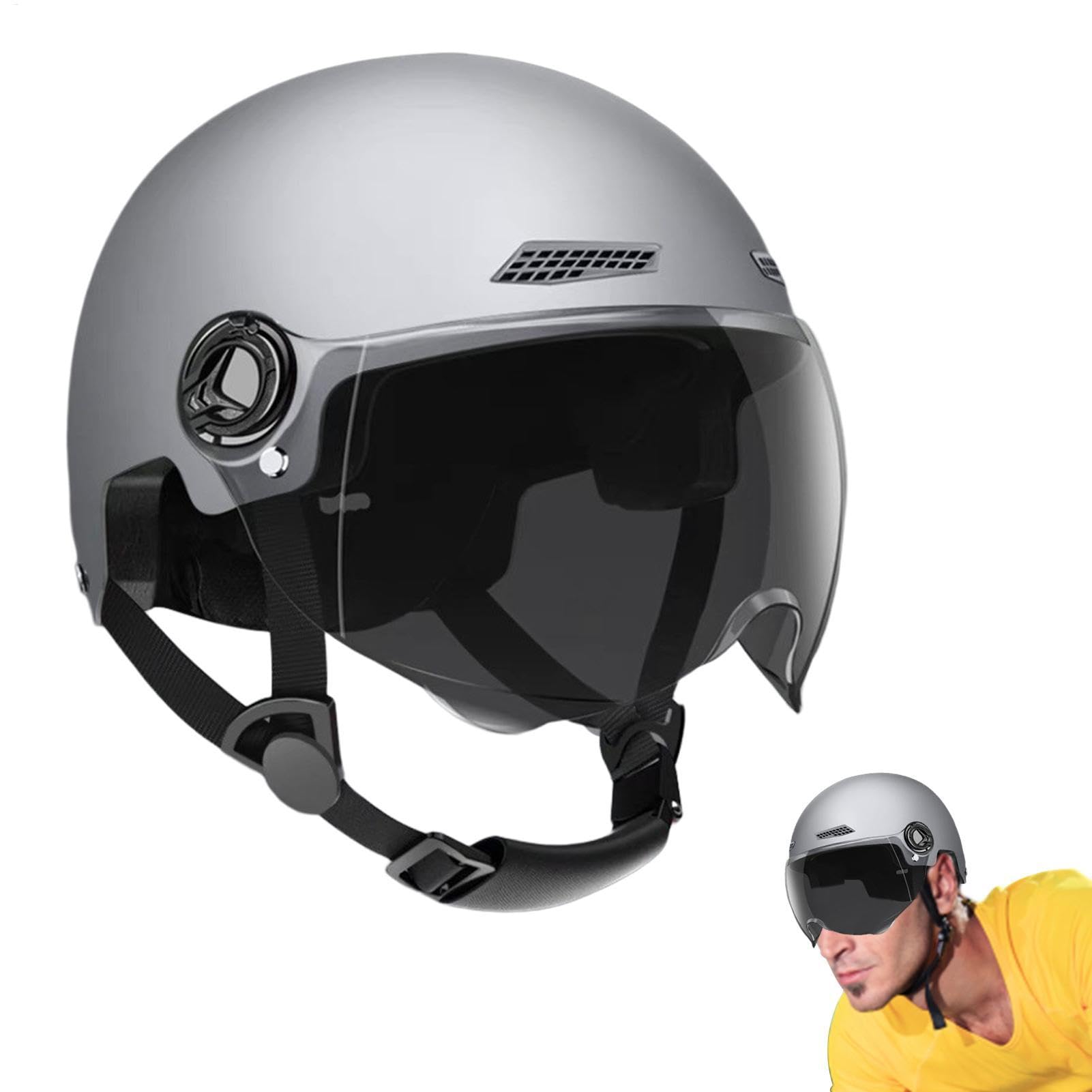 Motorradhelm Erwachsene, Jethelm Mit Visier, Multifunktional Offener Helm Motorrad, Maximale Verkehrssicherheit, Robust & Komfortabel, Ideal Für Motoroller, Cruiser Chopper Moped Scooter Motorradhelm Erwachsene, Jethelm Mit Visier, Multifunktional Offener Helm Motorrad, Maximale Verkehrssicherheit, Robust & Komfortabel, Ideal Für Motoroller, Cruiser Chopper Moped Scooter von Patifirst