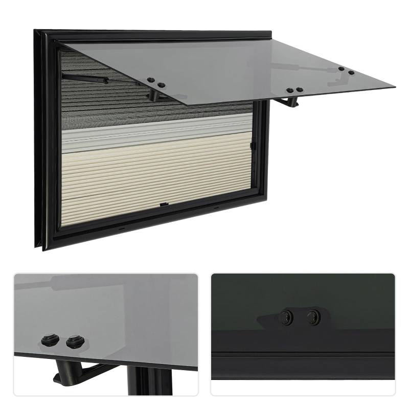 Wohnmobilfenster 700x450mm RV-Fenster 85° Camper Wohnmobil Fenster mit fliegengitter und integriertem Rollo, Wohnmobil Seitenfenster Externes Push Ausstellfenster für Wohnwagen Van Camper von PattenlLevi
