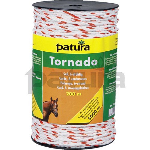Patura Tornado Seil, 500 m Rolle, weiss-orange 5 Niro 0,20 mm, 1 Cu 0,30 mm von Patura