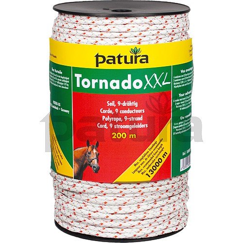 Patura Tornado XXL Seil, 500 m Rolle 6 Niro 0,20 mm, 3 Cu 0,30 mm, weiß-rot von Patura