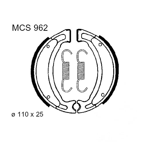 Bremsbacken hinten TRW Lucas MCS962 inkl. Federn kompatibel mit Yamaha TW 125 N Trailway 80 Km/h Bj. 1999-2002 von Paughco