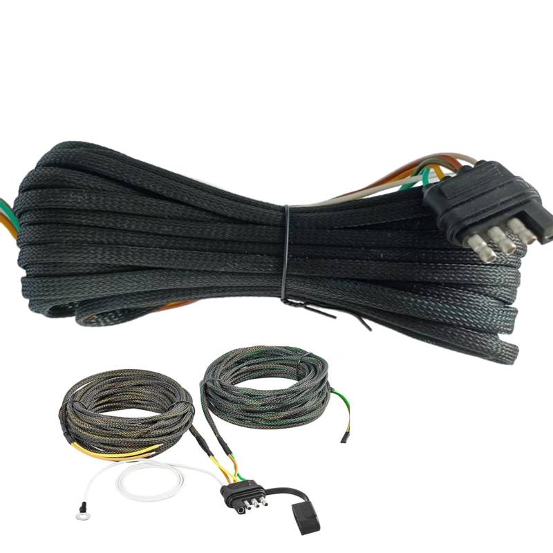 Pavsicgn Anhängerdrahtkit, Anhängerleuchte, 22 ft Automobilersatz Elektrische Verkelung mit schwarzer Schutzdeckung, 4 Pin -Bootsanhänger Drahtverlängerung Stecker Kit Schleppkleiderprozess für von Pavsicgn