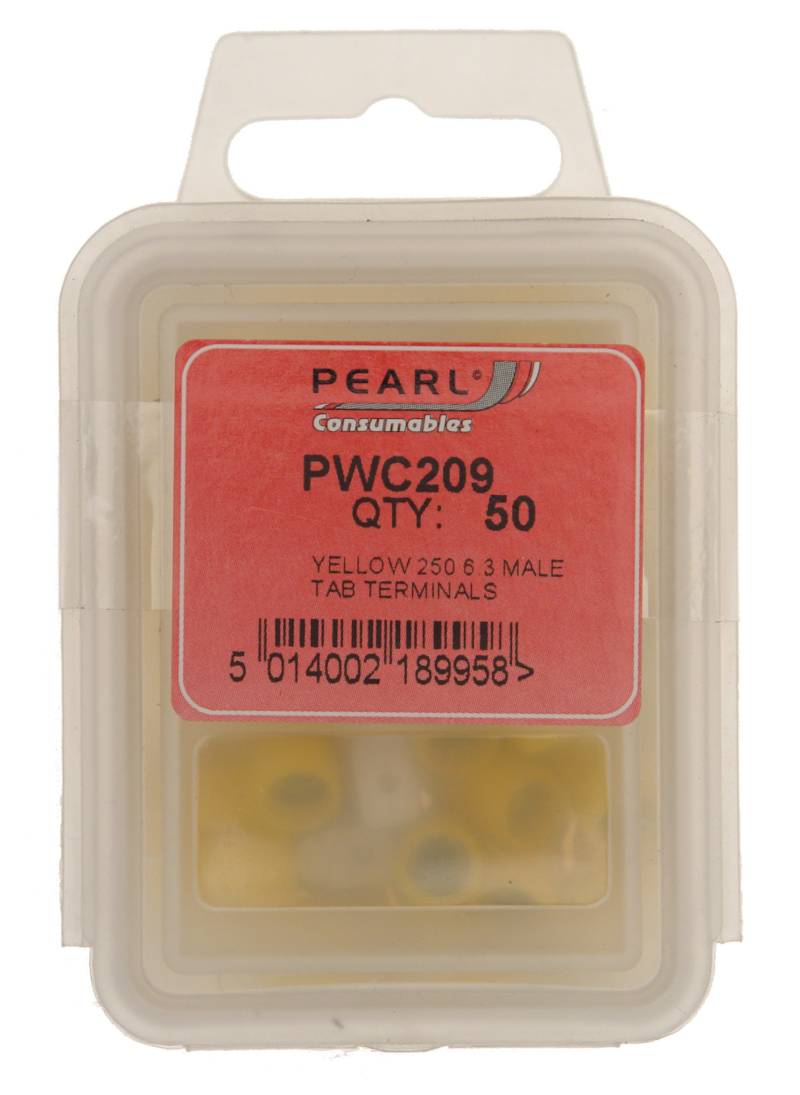 Pearl PWC209 250 Flachsteckeranschlüsse, 6,3 mm, männlich, 50 Stück, Gelb von Pearl Automotive