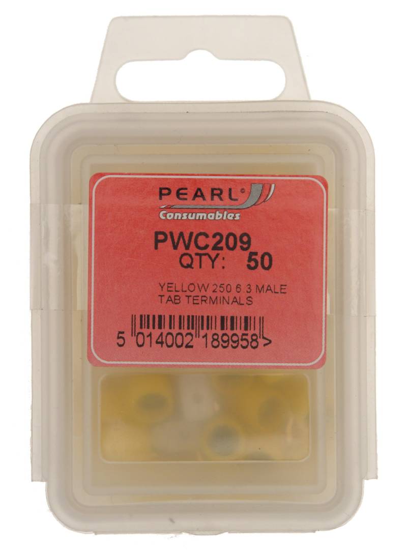 Pearl PWC209 250 Flachsteckeranschlüsse, 6,3 mm, männlich, 50 Stück, Gelb von PEARL