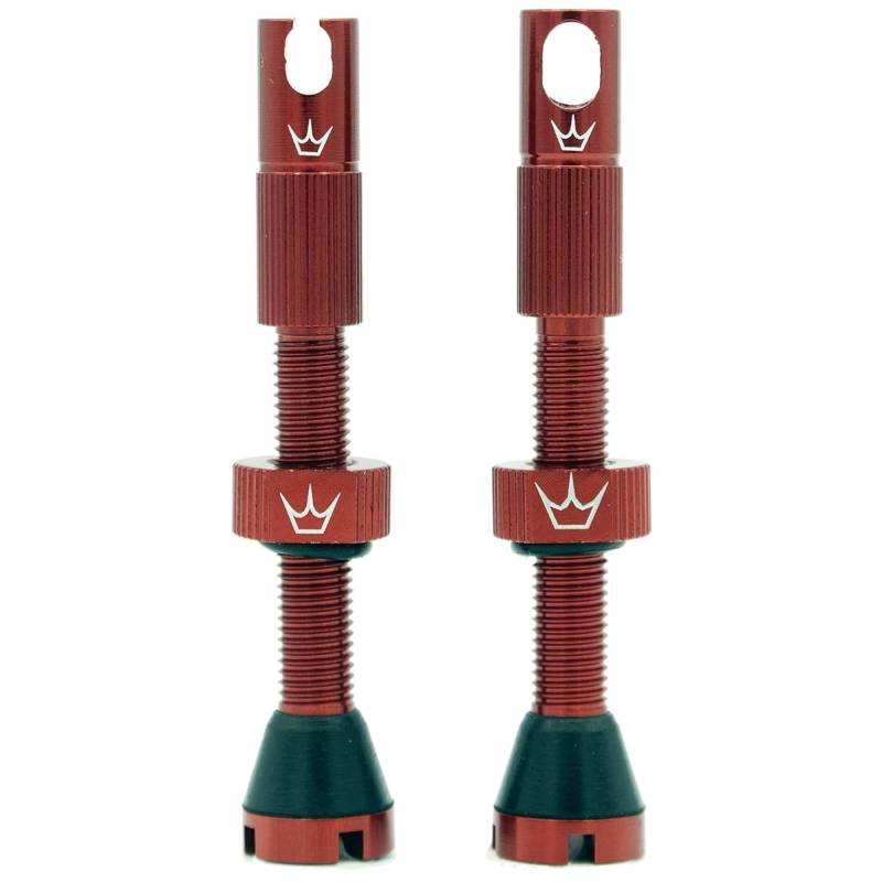 Peaty's X Chris King MK2 Tubeless Ventil Presta - Integrierter Speichenschlüssel & Ventilkernentfernungskappen, Mountainbike, Rennrad Fahrrad Reifen, Kompatibel einfügen, 7075 Aluminium - 42mm Rot von Peaty's