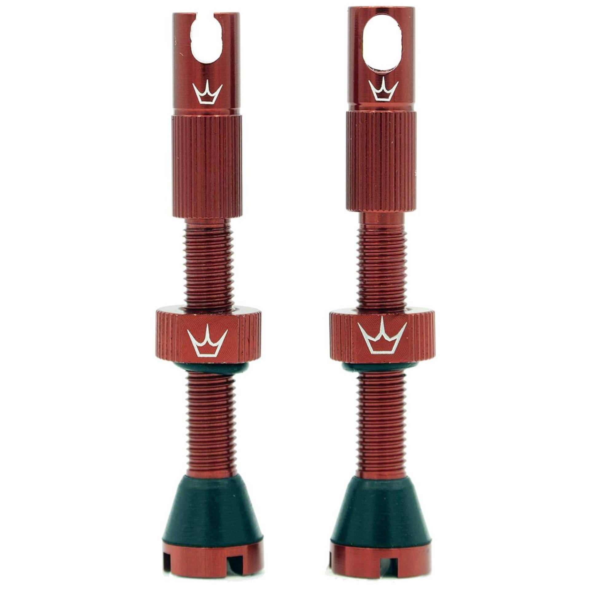 Peaty's X Chris King MK2 Tubeless Ventil Presta - Integrierter Speichenschlüssel & Ventilkernentfernungskappen, Mountainbike, Rennrad Fahrrad Reifen, Kompatibel einfügen, 7075 Aluminium - 42mm Rot von Peaty's