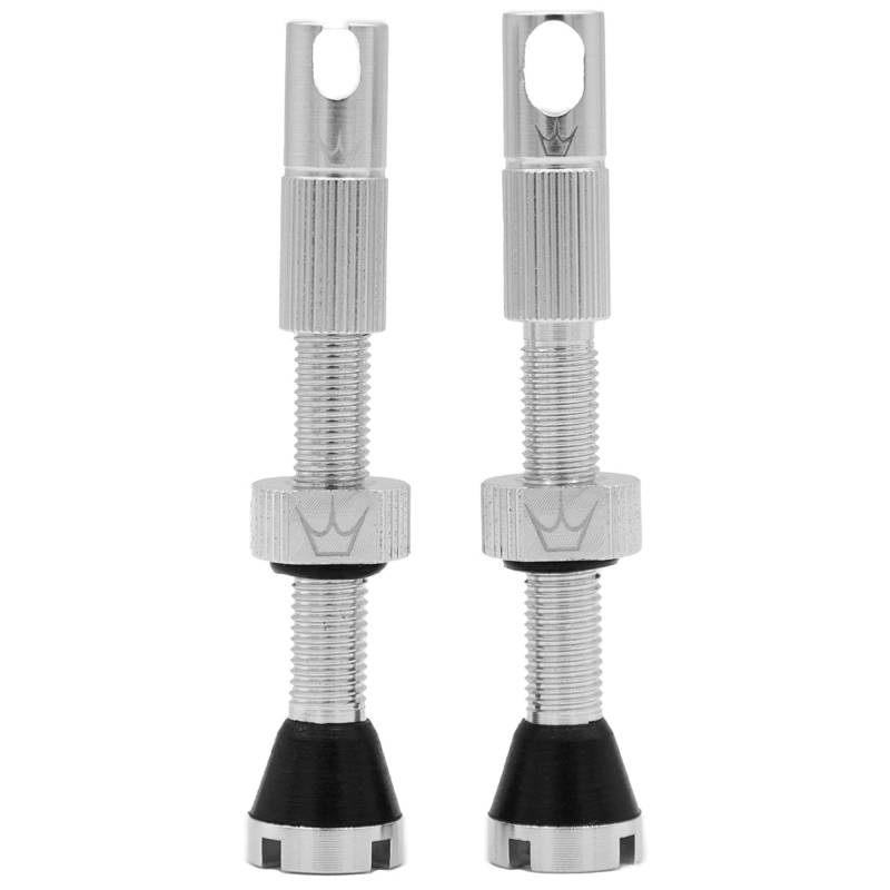 Peaty's X Chris King MK2 Tubeless Ventil Presta - Integrierter Speichenschlüssel & Ventilkernentfernungskappen, Mountainbike, Rennrad Fahrrad Reifen, Kompatibel einfügen, 7075 Aluminium - 42mm Silber von Peaty's