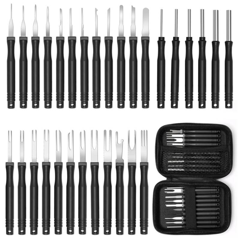 Terminal Entfernung Auspinwerkzeug, 30 Stück Terminal Entfernung Werkzeugsatz, KFZ Entriegelungswerkzeug, Auto Kabel Stecker Ausbau Werkzeug, Pin Removal Tool Kit, für Meisten Steckverbinder Terminals von Peelanmall