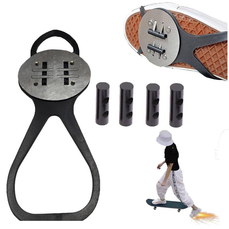 Sparking Flint Pad Shoe Cover for Skateboard & Motorcycle,Bicycle Friction Spark Tool Pads,Bicycle Flint Pads,Riding Shoe Covers Adjustable and Sparking Flint Pads Foot for Shoes (1Pad + 4Flints) von Pelinuar
