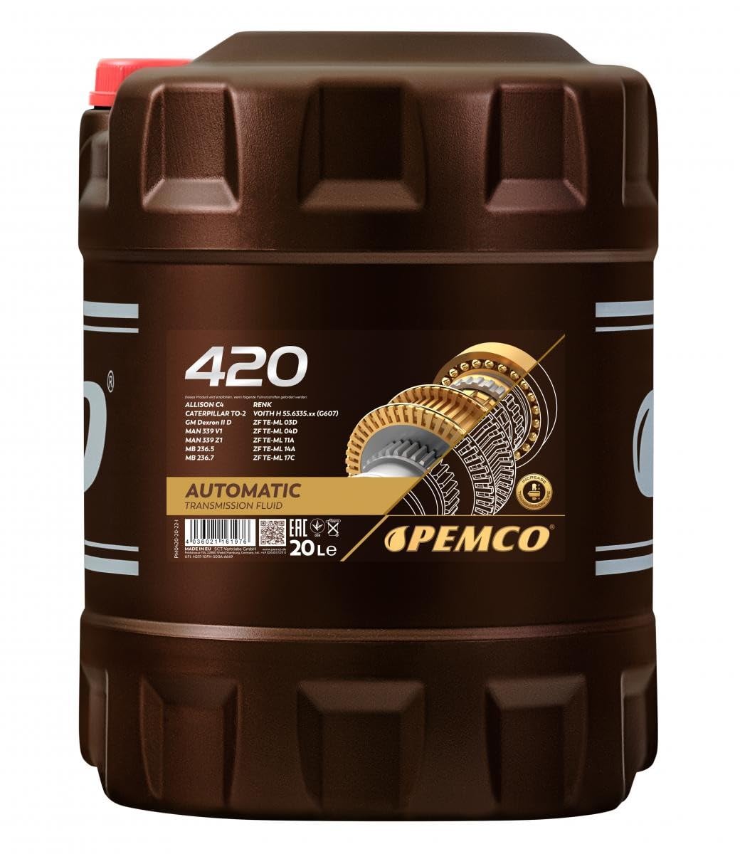 1 x 20L PEMCO iMATIC 420 ATF IID / ATF Getriebe- Servo- Öl Rot Dexron II von PEMCO