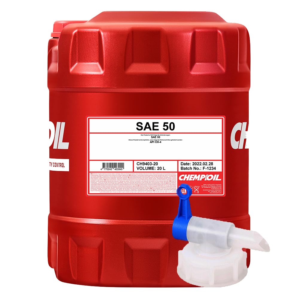 20L +Auslaufhahn CHEMPIOIL SAE 50 universal Motoröl 20L +Auslaufhahn CHEMPIOIL SAE 50 universal Motoröl von Pemco