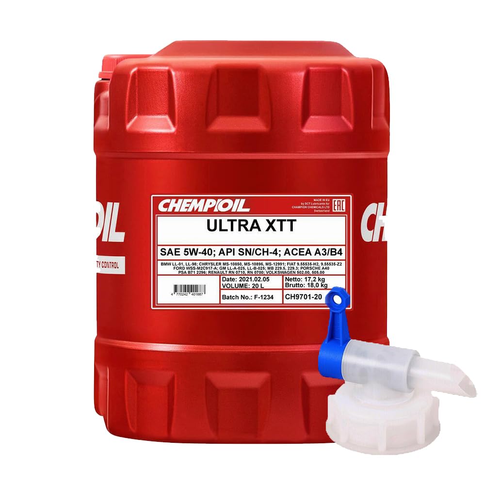 20l + Auslaufhahn Chempioil Ultra XTT 5W-40 Motoröl 229.5 Freigabe von Pemco