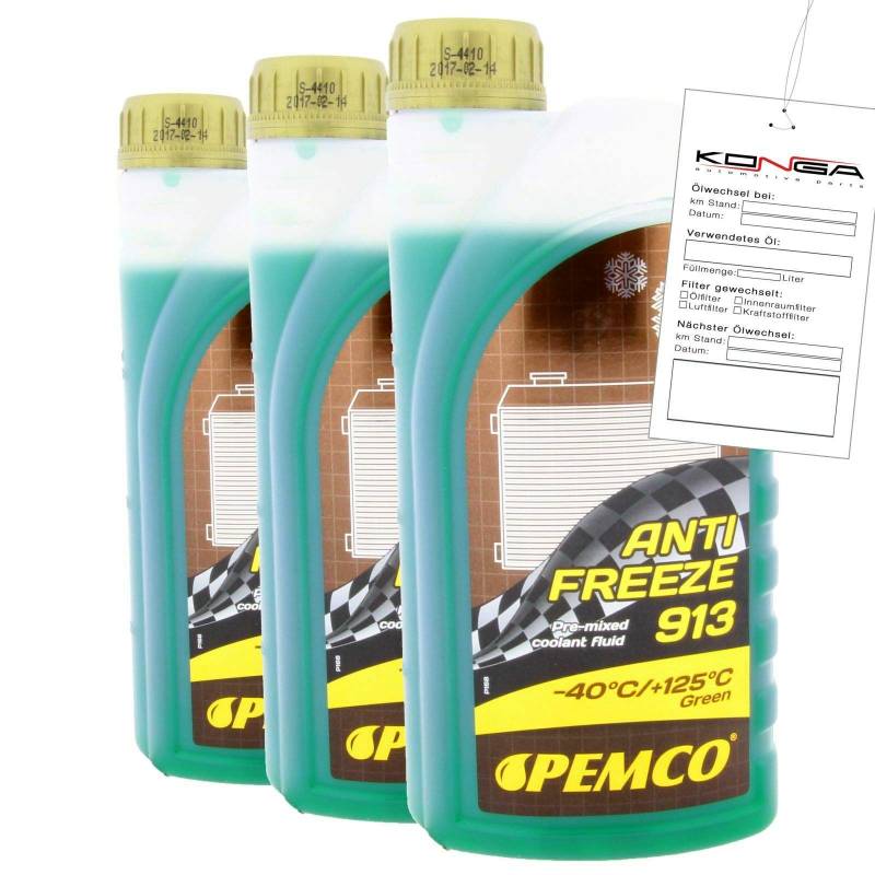 3 Liter PEMCO Antifreeze 913 Typ G13 Kühlerfrostschutz Fertiggemisch -40° von Pemco