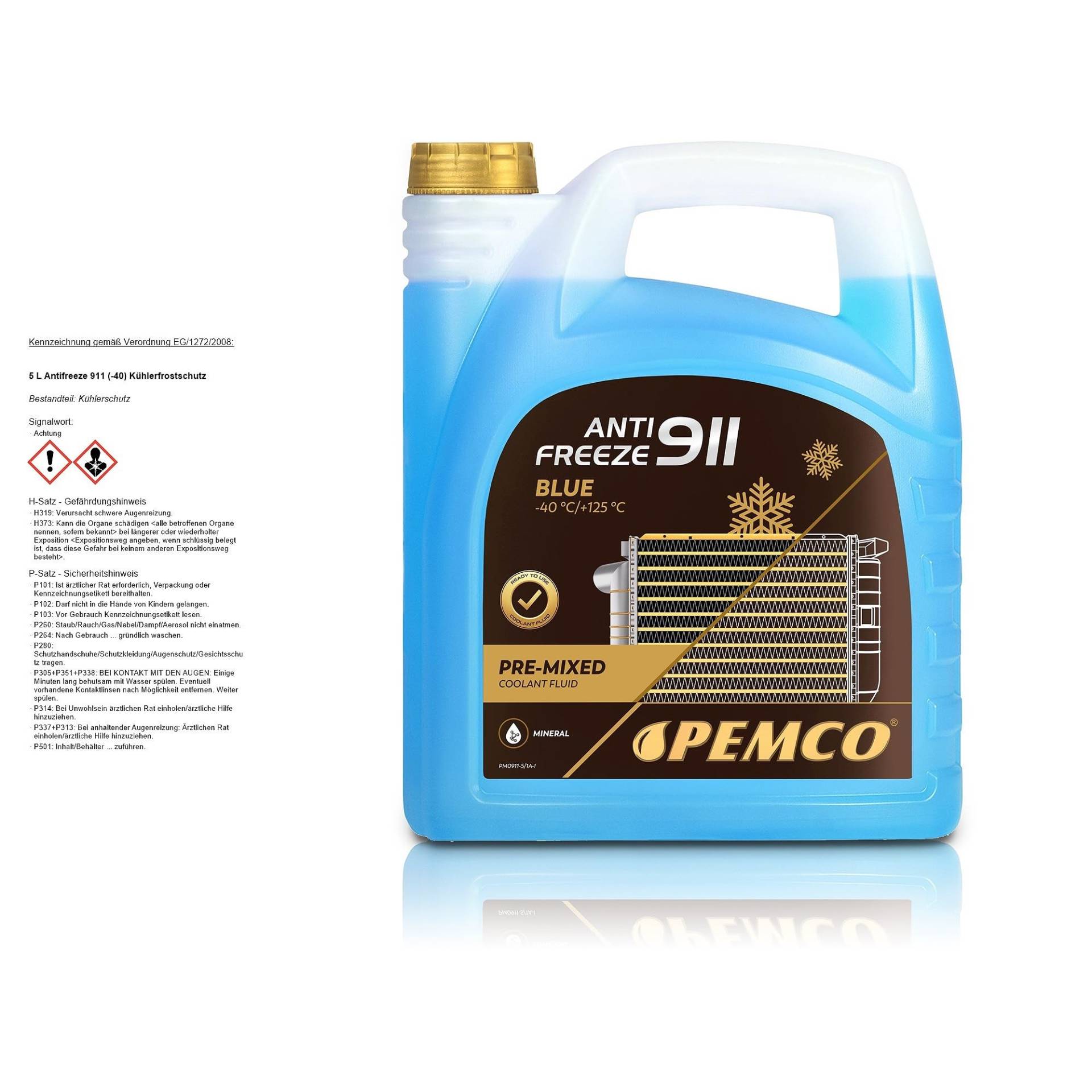 PEMCO 5 L Antifreeze 911 (-40) Kühlerfrostschutz von Pemco