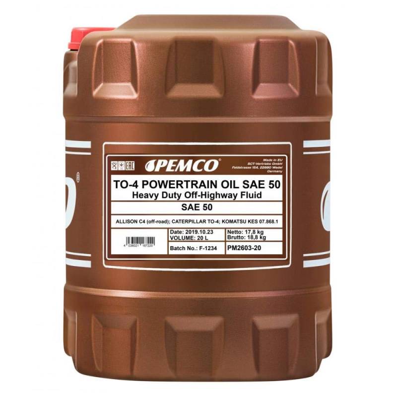 PEMCO TO-4 Powertrain Oil SAE 50 20 L von Pemco
