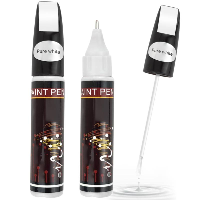 Penriter 2 Stück Lackstift Auto Weiß, 2-in-1-24ml Autolackstift, Schnelles und Einfaches Ausbessern von Autokratzern, Auto Kratzer Reparatur Stift für Autos Reparaturwerkzeug von Penriter