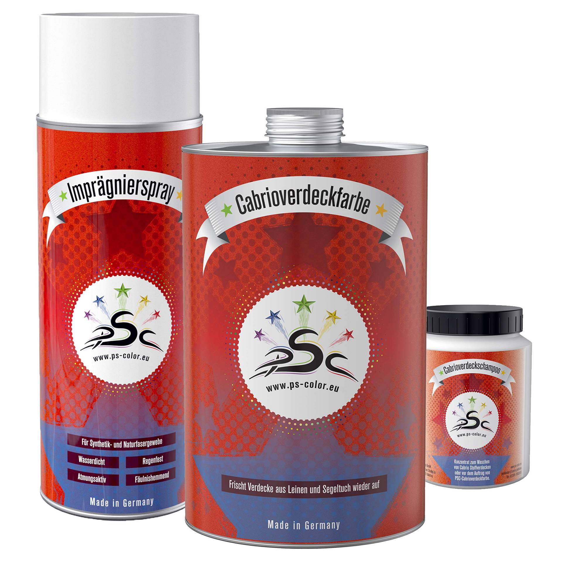 Penta Star Color Set Cabrioverdeckfarbe 1000 ml Rot 100 ml Shampoo 400 ml Imprägnierung von Penta Star Color