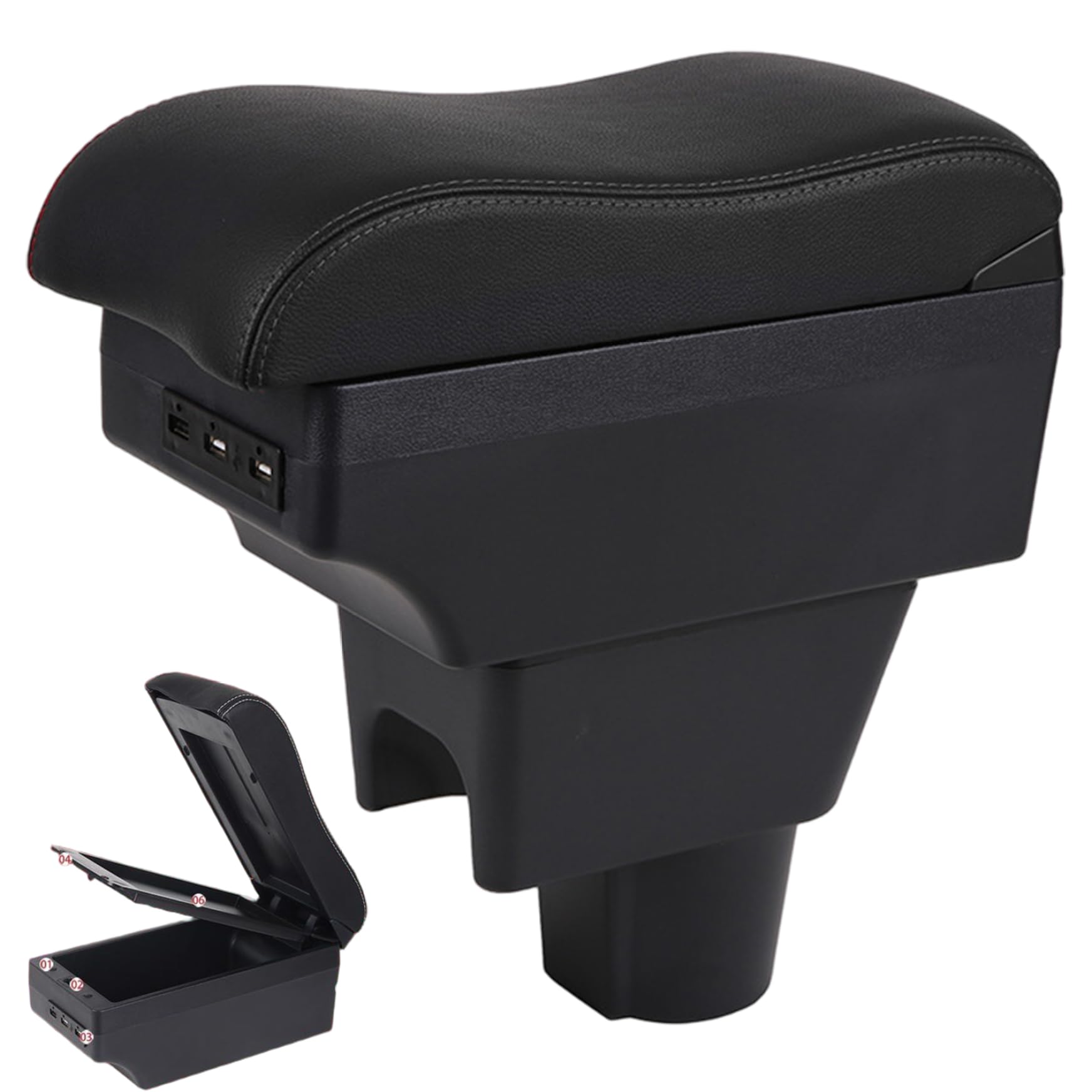Lagerkonsolenaufbewahrung, Autokonsolenorganisator, 12, 2 x 6, 3 x 5, 1 Zoll Doppelschicht Armlast-Lagerbox mit 3 USB-Loch, multifunktional für alle Jahreszeiten, Armlehrebox Lagerkonsolenaufbewahrung, Autokonsolenorganisator, 12, 2 x 6, 3 x 5, 1 Zoll Doppelschicht Armlast-Lagerbox mit 3 USB-Loch, multifunktional für alle Jahreszeiten, Armlehrebox von Peosaard