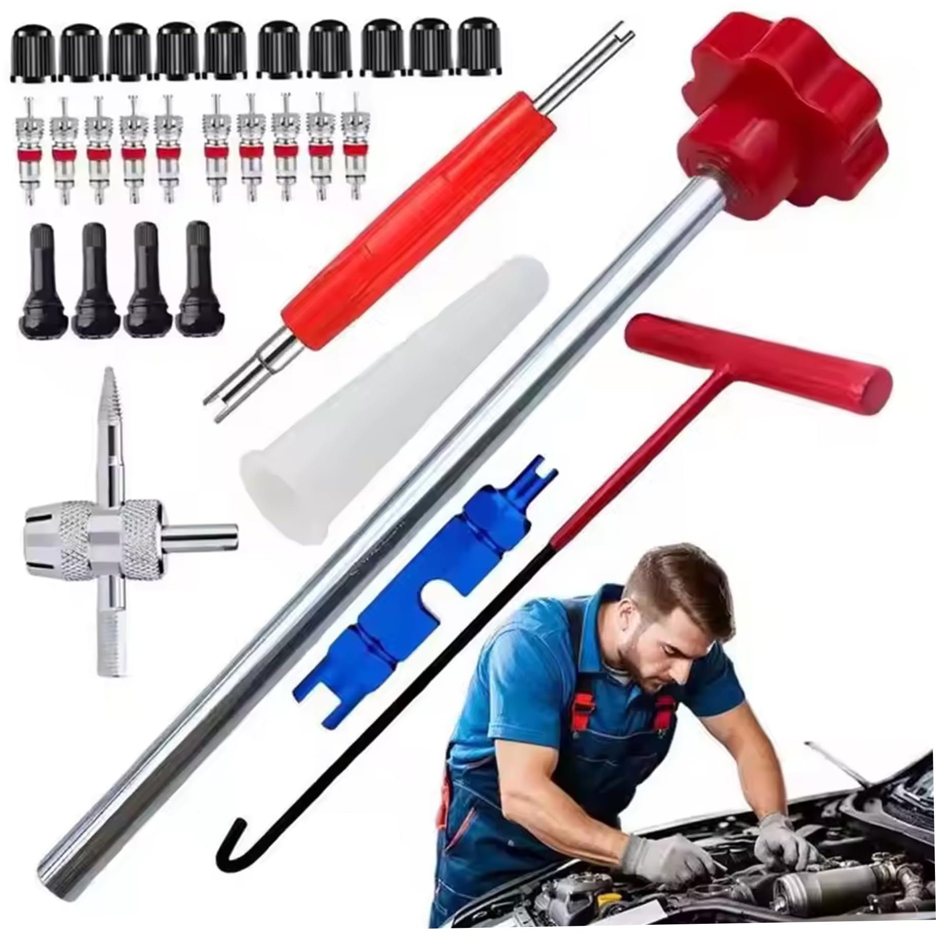 Reifenwechsel -Kit, Reifenventilstamm -Werkzeugkit (30 Prozent), praktische schnelle Änderungen Reparatur, perfekt zum Ersetzen von Leckventilen in Autos, ATVs, LKWs, Motorrädern, Ventilstammwerkzeug von Peosaard