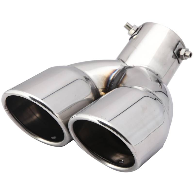 Schalldämpferspitze, zwei Auspuffspitzen 63 mm universeller Edelstahl 8 lange Auspuffspitzen mit schrägem Mund- und Abflussloch -Modifikations-/Ersatzschraube auf Autozubehör, Silber von Peosaard