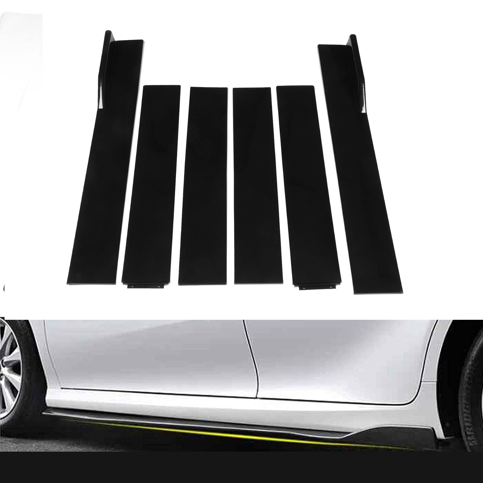 Anti-Kratz-Außenunterkante für Automobile, 6 Stück Universal-Seitenschweller, ABS, Schwarz, Biegbar, Hohe Zähigkeit von PerGar
