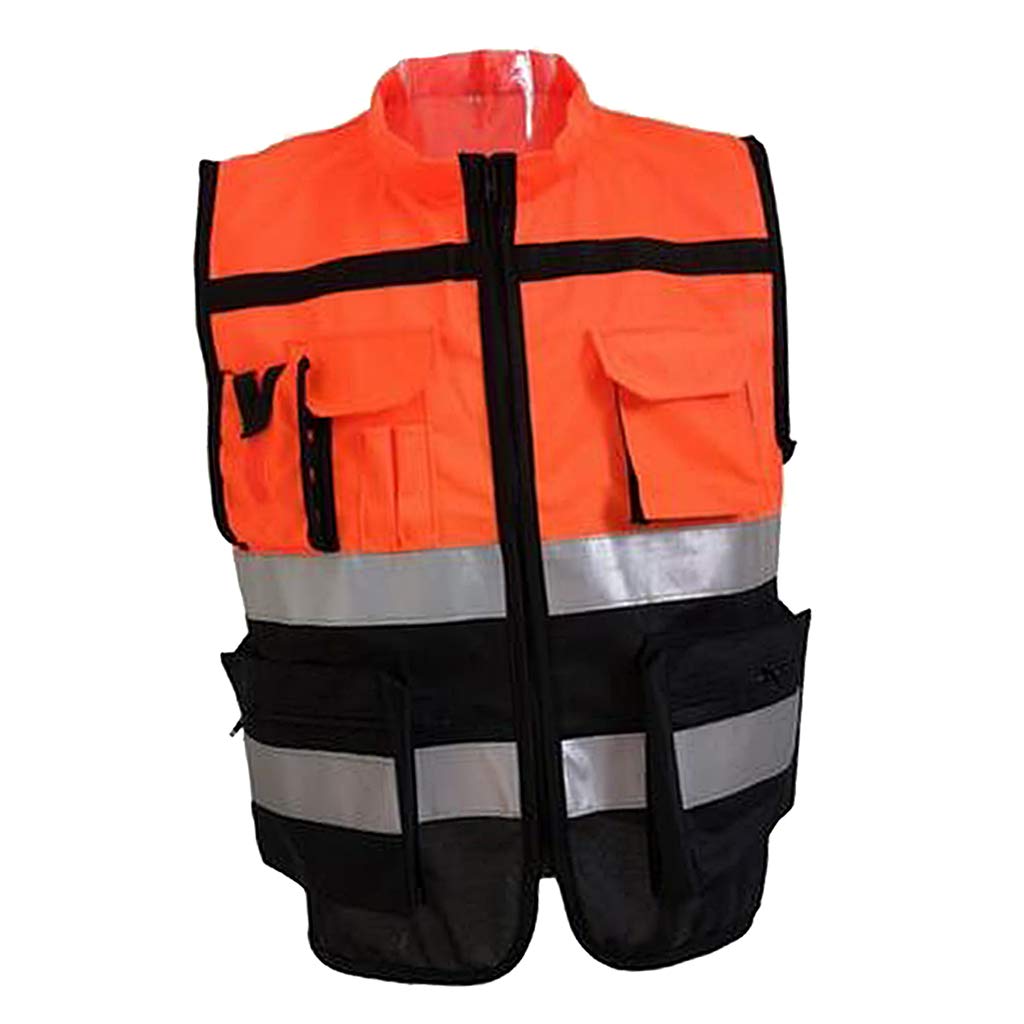 Perfeclan Warnwesten Sicherheitsweste Auto Pannenweste mit Reflektierende Streifen, Weich und gemütlich, Orange Schwarz, XXL 180 Perfeclan Warnwesten Sicherheitsweste Auto Pannenweste mit Reflektierende Streifen, Weich und gemütlich, Orange Schwarz, XXL 180 von Perfeclan