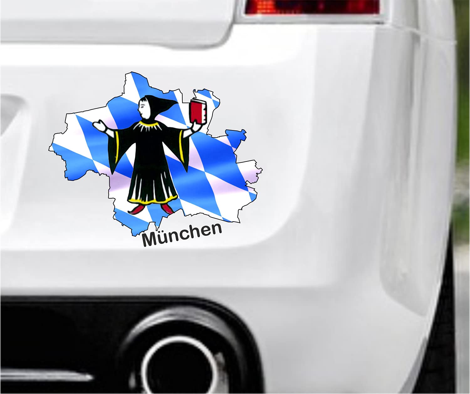 20cm! Hochwertiger Kühlschrank-Auto-Aufkleber-Sticker Decal UV&Waschanlagenfest Stadt-München-Flagge-Wappen-Mönch D01 Kinder-Zimmer-Schrank-Deko von Perfect Sticker