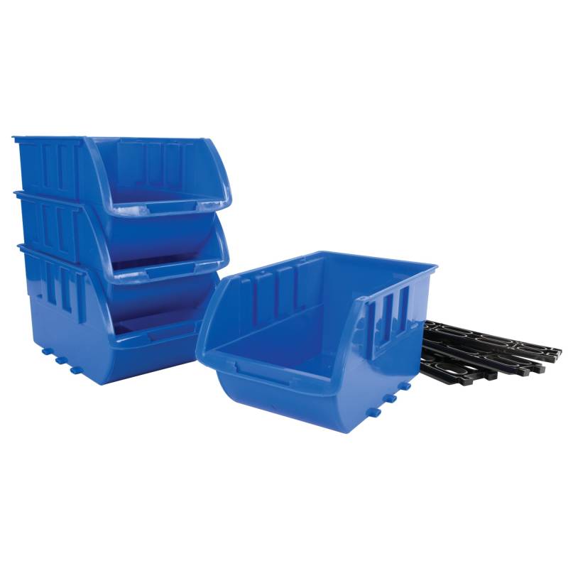 Performance Tool W5196 Large Stackable Storage Trays - Adjustable for Vertical or Horizontal Position, Blue, Pack of 4 von PERFORMANCE TOOL