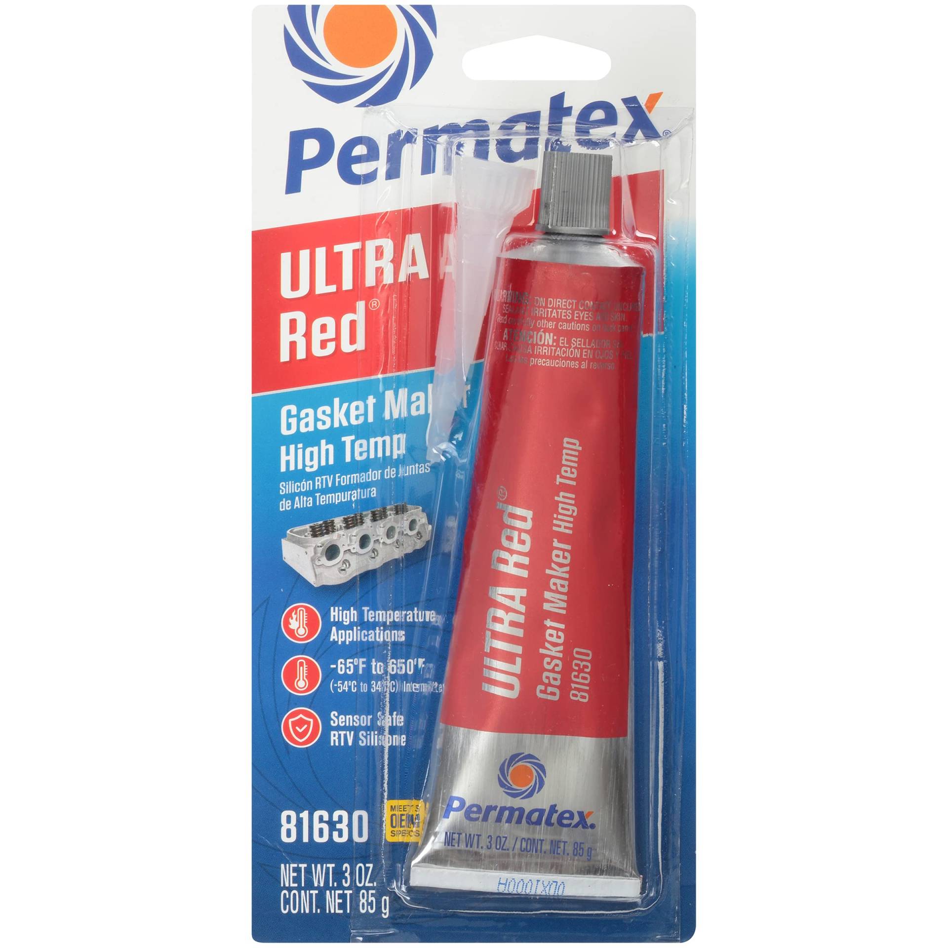 Permatex 81630 Ultra Red Hochtemperatur-Dichtmaschine, 85 g von Permatex