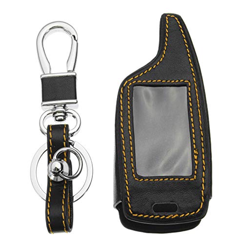 PeroFors 4 Buttons Two Way Car Alarm System Leder Auto Key Case Bag Für Magicar 5/6 LCD-Gelb von PeroFors