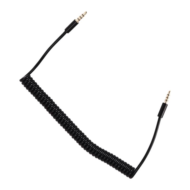 Pesfehhy 3,5 mm männlich auf männlicher Klinkenstecker, Spiralkabel, Kabeltrommel, Audio-Aux-Verlängerung, 4-polig, 1,5 m von Pesfehhy