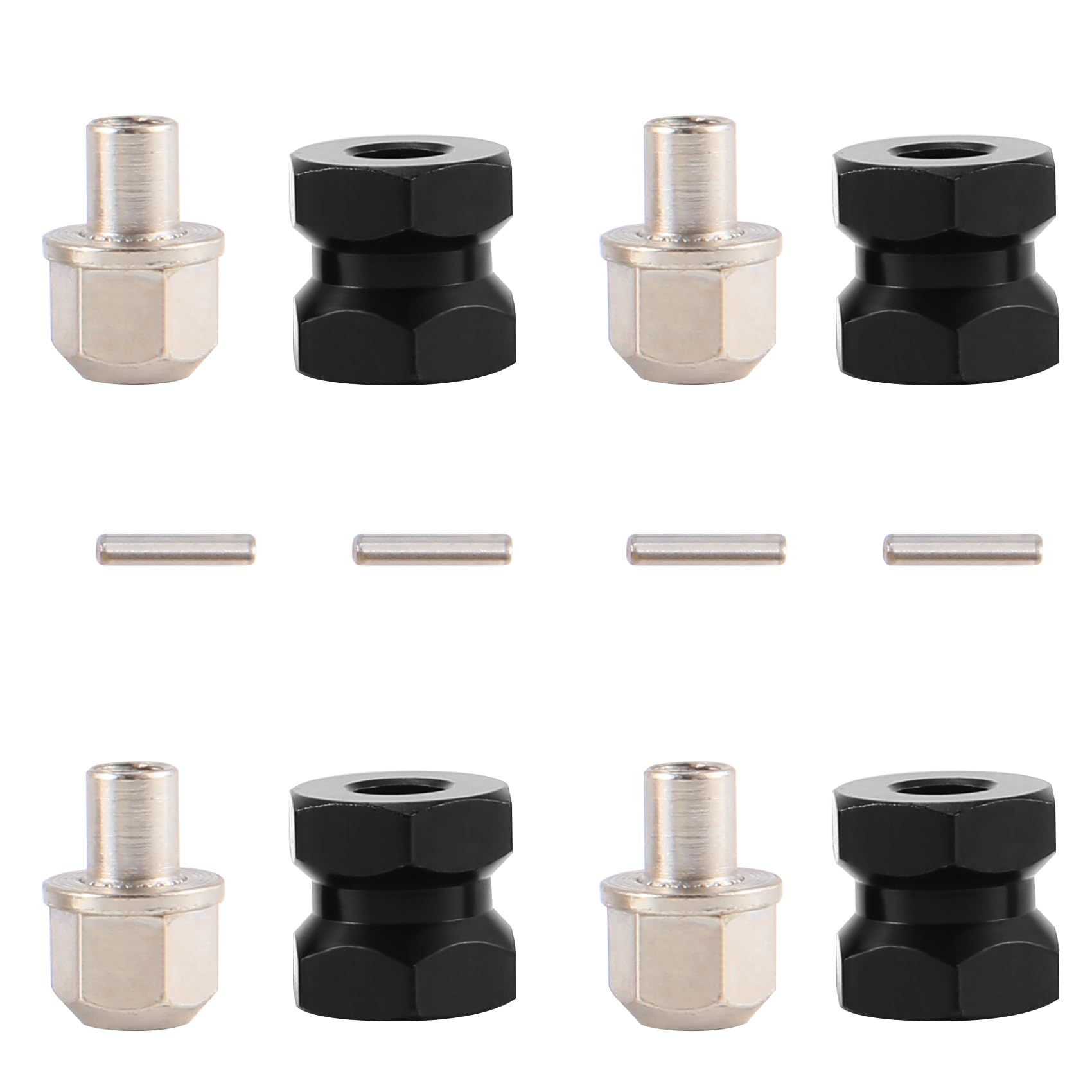 Pesfehhy 4 Stück 12 mm Radnabenantriebsadapter sechseckig 12 mm Koppler für 1/10 RC Auto Chenille SCX10 D90, Schwarz Pesfehhy 4 Stück 12 mm Radnabenantriebsadapter sechseckig 12 mm Koppler für 1/10 RC Auto Chenille SCX10 D90, Schwarz von Pesfehhy