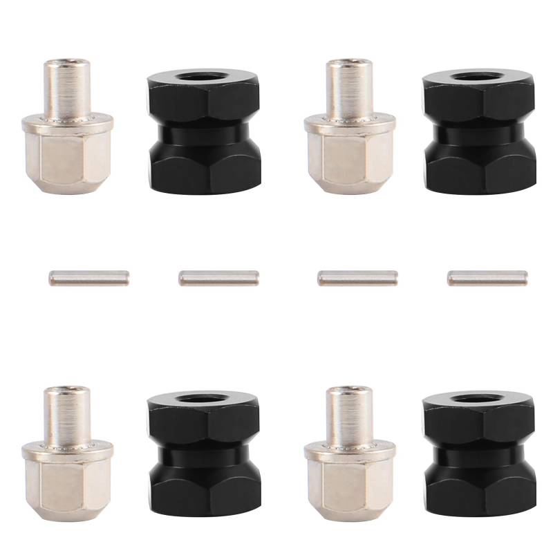 Pesfehhy 4 Stück 12 mm Radnabenantriebsadapter sechseckig 12 mm Koppler für 1/10 RC Auto Chenille SCX10 D90, Schwarz von Pesfehhy