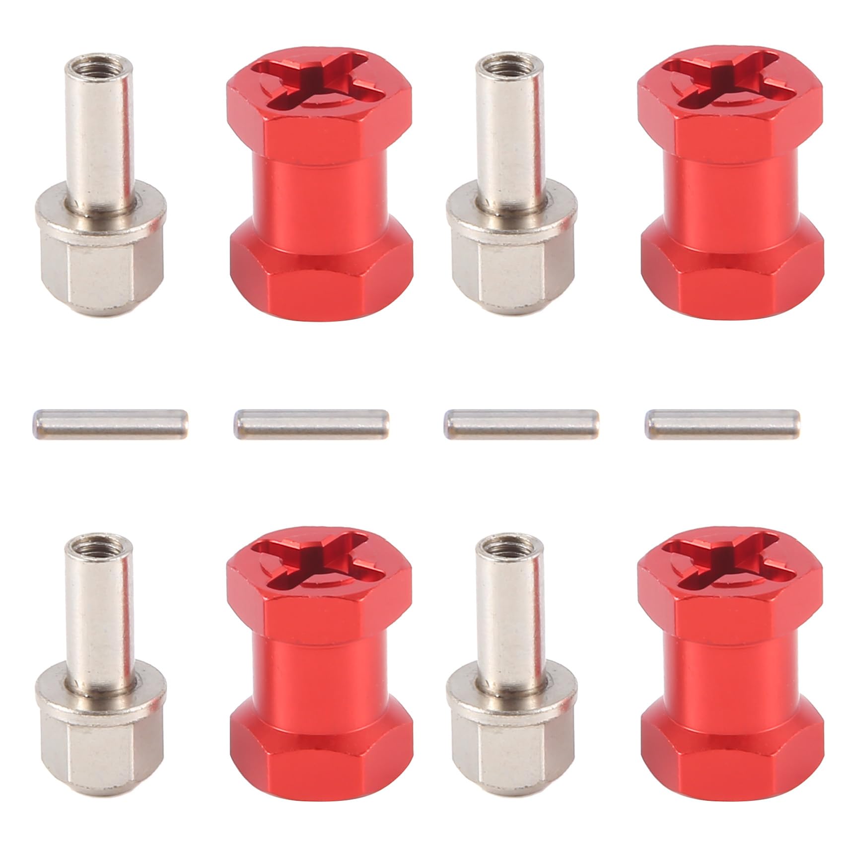 Pesfehhy 4 Stück 12 mm Radnabenantriebsadapter sechseckig 17 mm Koppler für 1/10 RC Auto Chenille SCX10 D90, Rot Pesfehhy 4 Stück 12 mm Radnabenantriebsadapter sechseckig 17 mm Koppler für 1/10 RC Auto Chenille SCX10 D90, Rot von Pesfehhy