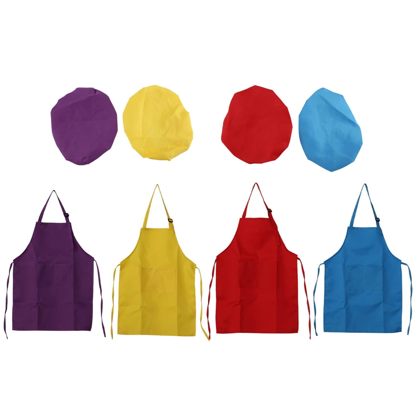Pesfehhy 8-Teiliges KinderschüRzen- und KochmüTzen-Set, Verstellbar, mit 2-KüChenschüRzenschüRze von Pesfehhy
