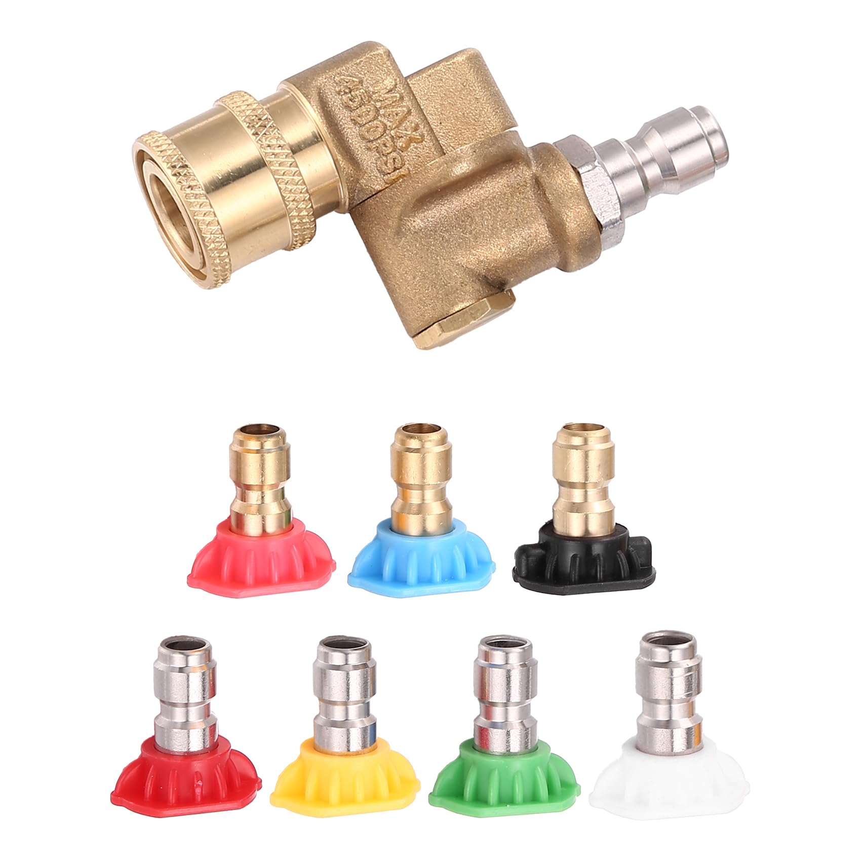 Pesfehhy Universal-Reiniger für Sprühdüsen und Drehgelenk, Adapter, Kopplung 180 Grad mit 5 Rotationswinkeln, Set mit Seifenstrahl- und Spüldüsen Pesfehhy Universal-Reiniger für Sprühdüsen und Drehgelenk, Adapter, Kopplung 180 Grad mit 5 Rotationswinkeln, Set mit Seifenstrahl- und Spüldüsen von Pesfehhy