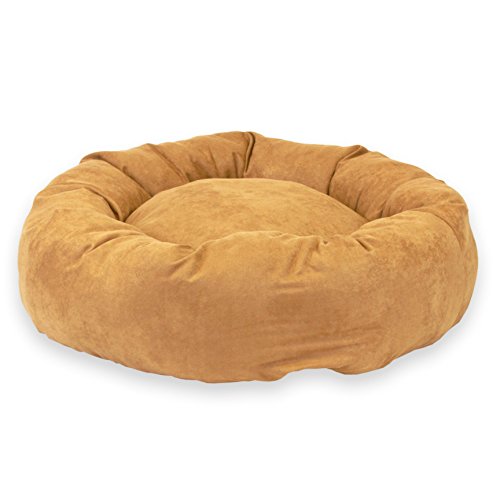 Donut Hundebett, camel Velourslederimitat. viele Größen. UK Hersteller von Pet Beds Direct