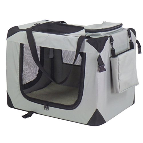 @Pet Hundetransporttasche Hundetragetasche Katzenbox Nylon 90x61x65cm Grau 11074 von @Pet