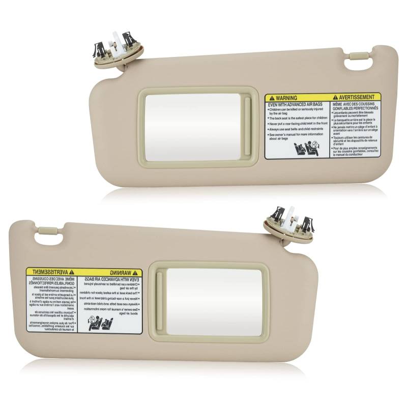 Sonnenblende für Fahrer und Beifahrer, passend für Toyota RAV4 (Dach mit Licht) 2006 2007 2008 2009 2010 2011 2012 2013, ersetzt 74320-42501-B2, 74310-42452-B2, Beige, 2 Stück von PetMigo