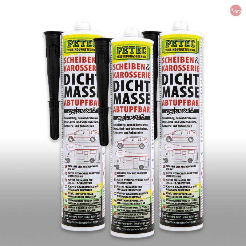 Petec_bundle 3X PETEC SCHEIBEN und KAROSSERIEDICHTMASSE KARTUSCHE ABTUPFBAR 310 ML 83300 von Petec_bundle