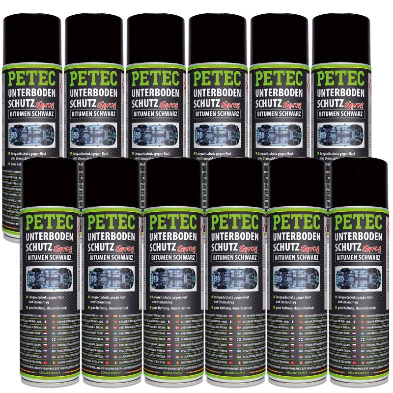 Petec_bundle 12x PETEC UNTERBODENSCHUTZ Bitumen Spray Steinschlagschutz SCHWARZ 500 ML 73150 von Petec_bundle