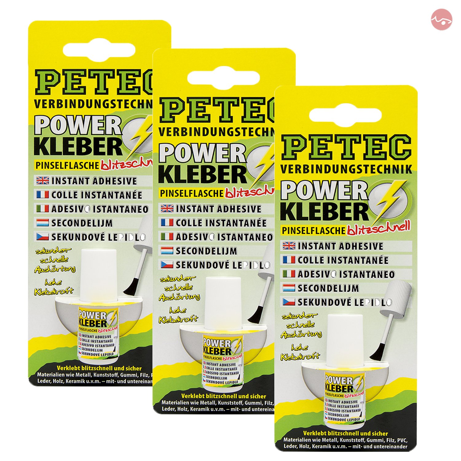 Petec_bundle 3X PETEC Power KLEBER PINSELFLASCHE Sekundenkleber Kleber 4 G SB-Karte 93404 von Petec_bundle