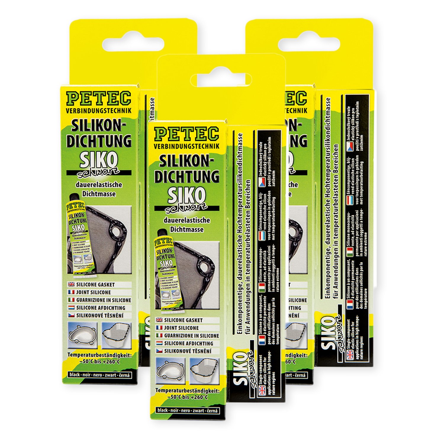 Petec_bundle 3X PETEC SILIKONDICHTUNG SCHWARZ Dichtmasse Dichtstoff Tube 70 ML SB-Karte 97780 von Petec_bundle