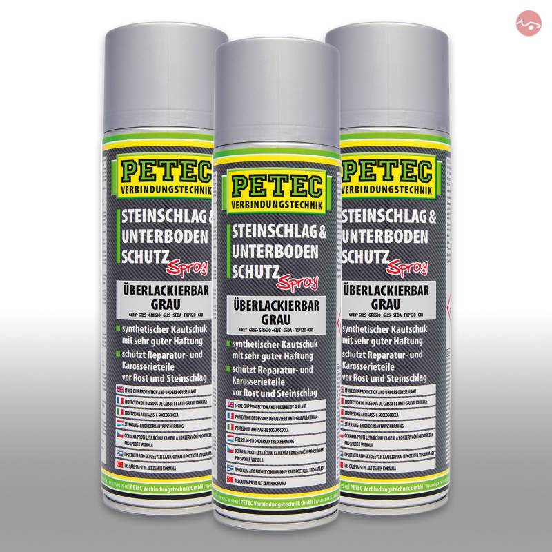 Petec_bundle 3X PETEC STEINSCHLAG und UNTERBODENSCHUTZ KAUTSCHUKBASIS GRAU 500 ML 73350 von Petec_bundle