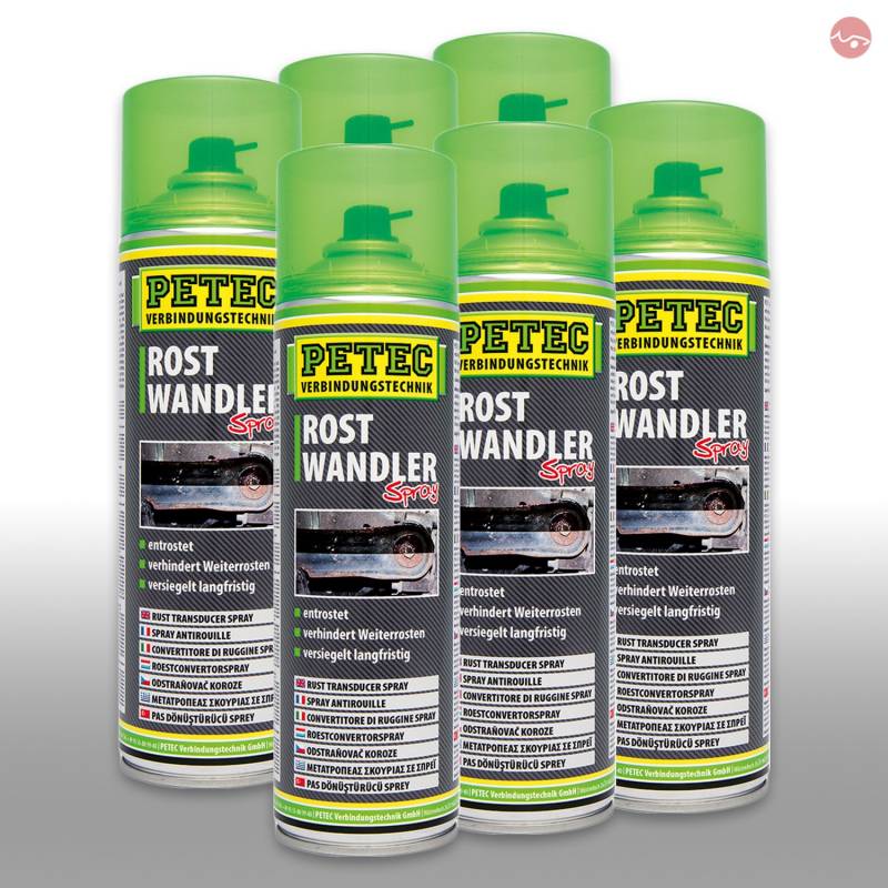 Petec_bundle 6X PETEC ROSTWANDLER Überlackierbar Rostschutz Spraydose 500 ML 70040 von PETEC