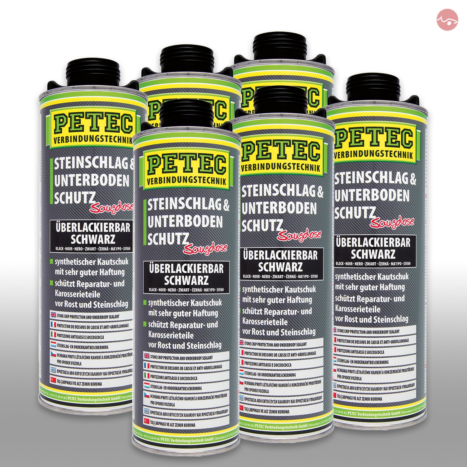 Petec_bundle 6X PETEC STEINSCHLAG und UNTERBODENSCHUTZ KAUTSCHUKBASIS SCHWARZ 1.000 ML 73210 von Petec_bundle