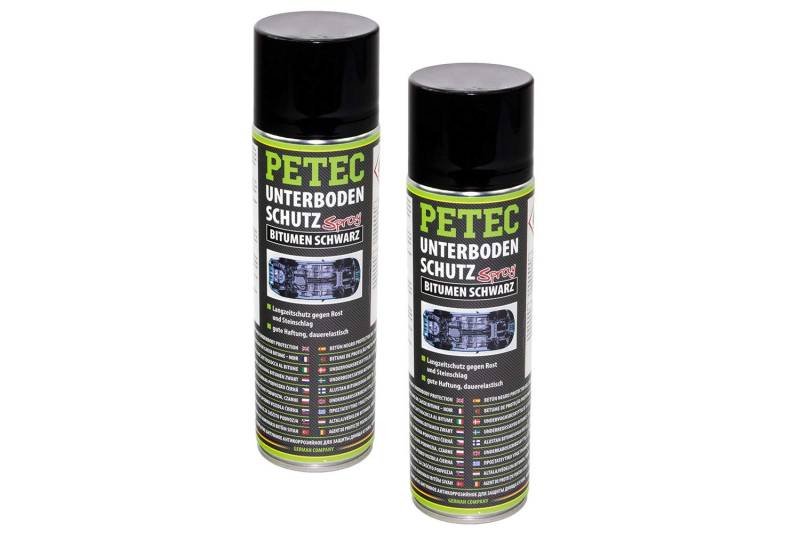 2x500ml PETEC Unterbodenschutz Schutz Bitumen Schwarz Spray Langzeitschutz 73150 von PETEC